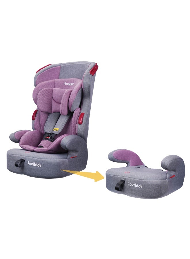 جوفيكيدز Jovikids Tammy Car Seat With 3 Point Seat Belt (Group 1/2/3, 9M-12Y), Covertable Highback Booster Seat for Kids, Adjustable Headrest and Width, Convenient for Everyday Use and Travel, ECE R44, Pink - Image 1
