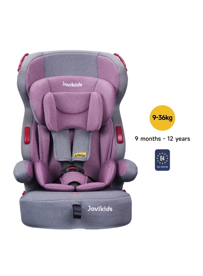 جوفيكيدز Jovikids Tammy Car Seat With 3 Point Seat Belt (Group 1/2/3, 9M-12Y), Covertable Highback Booster Seat for Kids, Adjustable Headrest and Width, Convenient for Everyday Use and Travel, ECE R44, Pink - Image 3