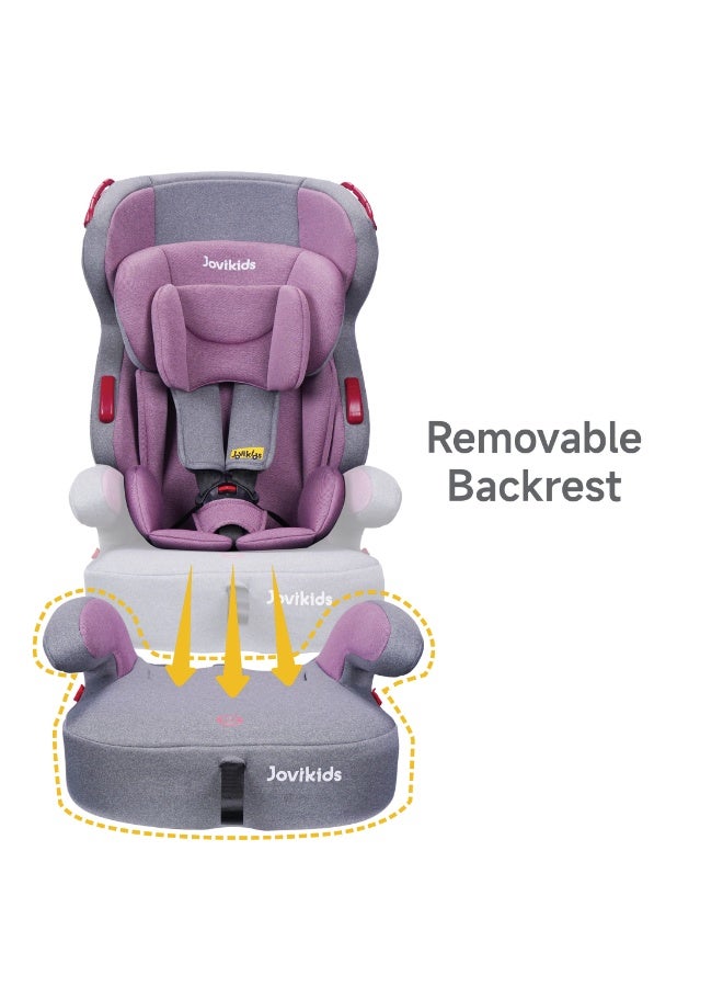 جوفيكيدز Jovikids Tammy Car Seat With 3 Point Seat Belt (Group 1/2/3, 9M-12Y), Covertable Highback Booster Seat for Kids, Adjustable Headrest and Width, Convenient for Everyday Use and Travel, ECE R44, Pink - Image 4