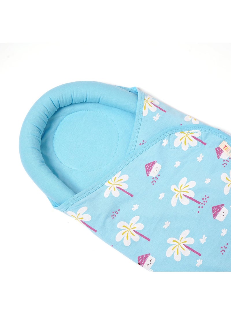 TIDY SLEEP TIDY SLEEP Baby Swaddle Wrappper Adjustable for Newborn 100 Cotton Soft Newborn Blanket for 03 Months Blue Farmland  - Image 2