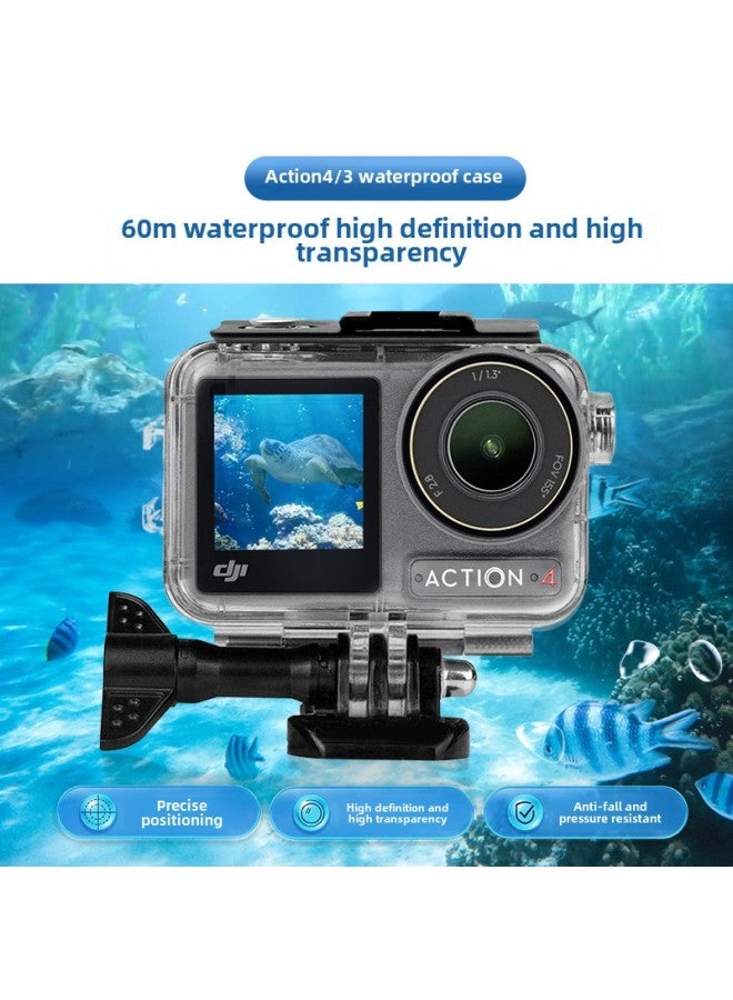 Generic For DJI Dajiang Action4/Action3 Waterproof Case Sports Camera Touch Screen Back Cover Diving Protective Shell-Colour:Action4/3 Waterproof Case Double Cold Shoe  - Image 2