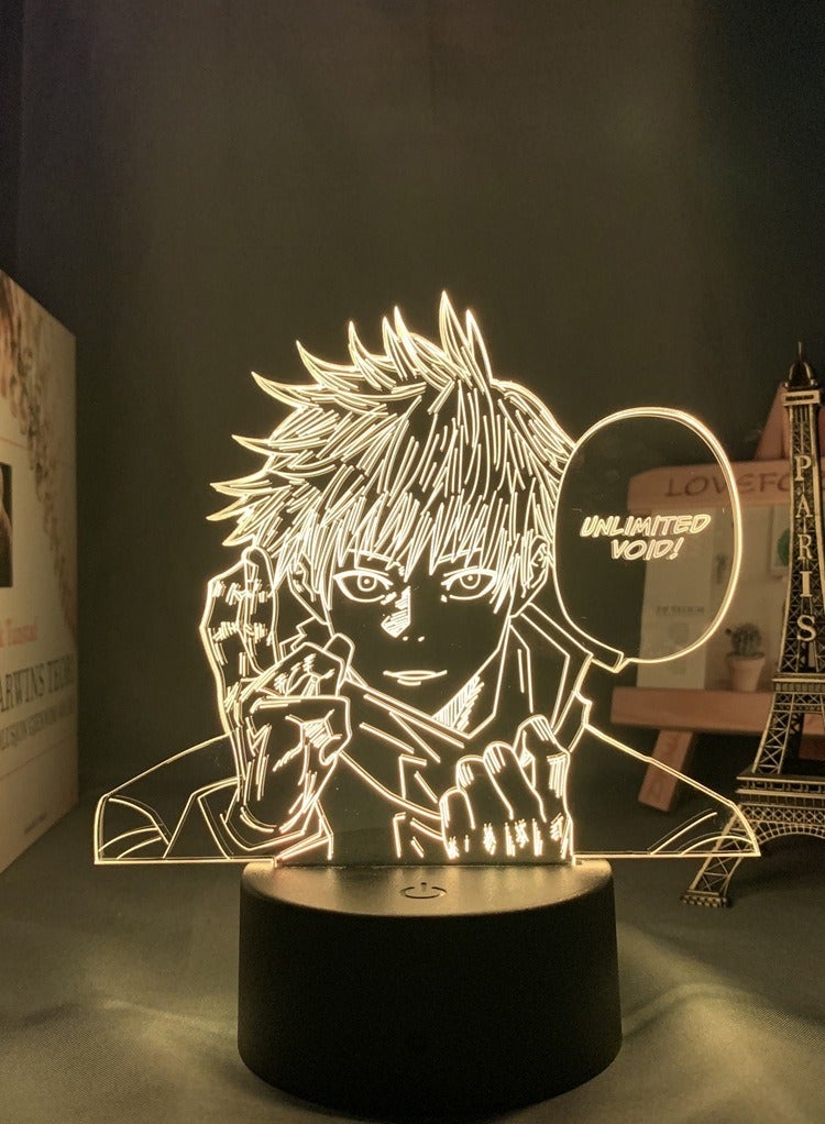 Anime Jujutsu Kaisen Satoru Gojo lamp Cool 3D Illusion Night Lamp Home Room Decor Upward Lighting Acrylic LED Light Gift Glow Desktop Lamps (16 Colors with Remote)  - Image 1