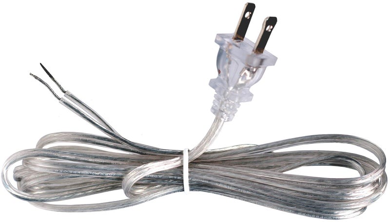 Creative Hobbies Clear Silver Lamp Cord 8 Foot Long SPT1 18 Gauge UL Listed Power Cord for Lamp Repair or Replacement