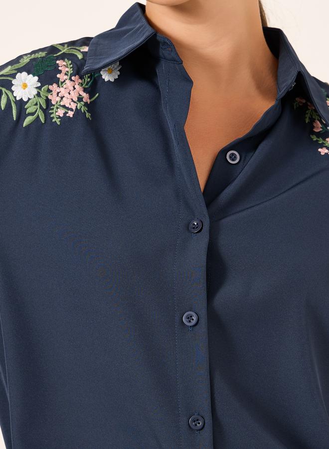 Take Two Floral Embroidered Button Front Long Sleeve Shirt - Image 4