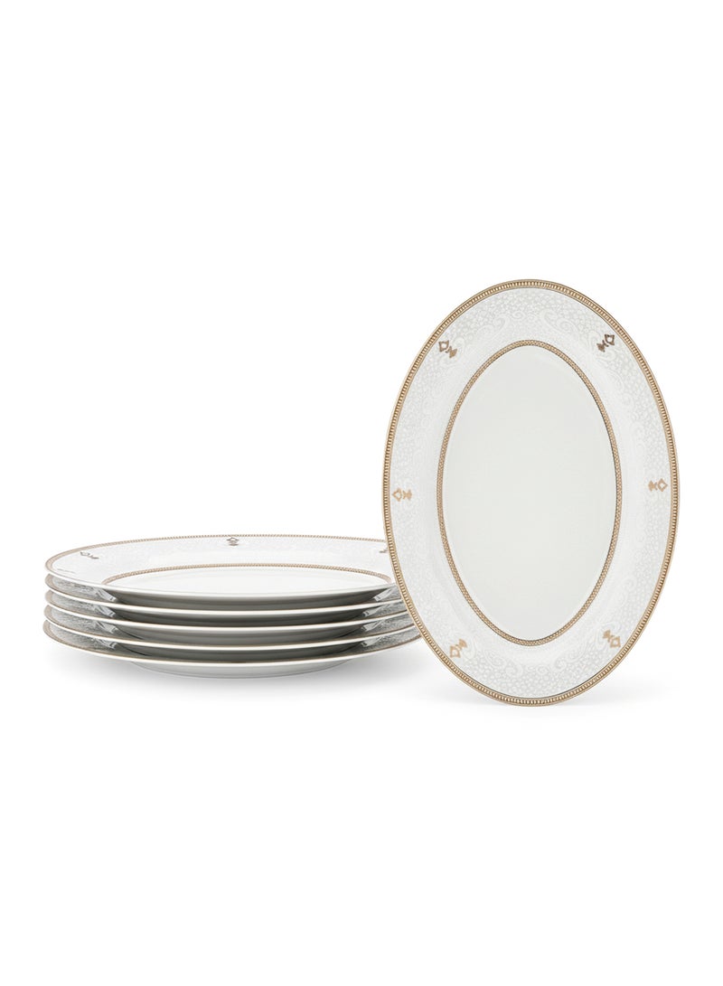 Shallow ZAYA New Bone China Oval Platter 36 cm – Large White Serving Platter for Hosting & Festive Dining, Elegant Tableware for Daily Use, Brunch, Ramadan, Eid, Diwali & Gifting (Set of 6) - Image 1