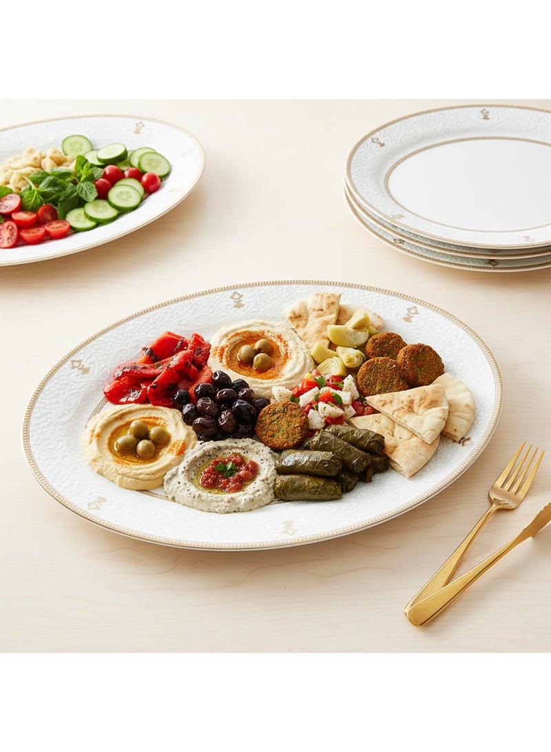 Shallow ZAYA New Bone China Oval Platter 36 cm – Large White Serving Platter for Hosting & Festive Dining, Elegant Tableware for Daily Use, Brunch, Ramadan, Eid, Diwali & Gifting (Set of 6) - Image 2