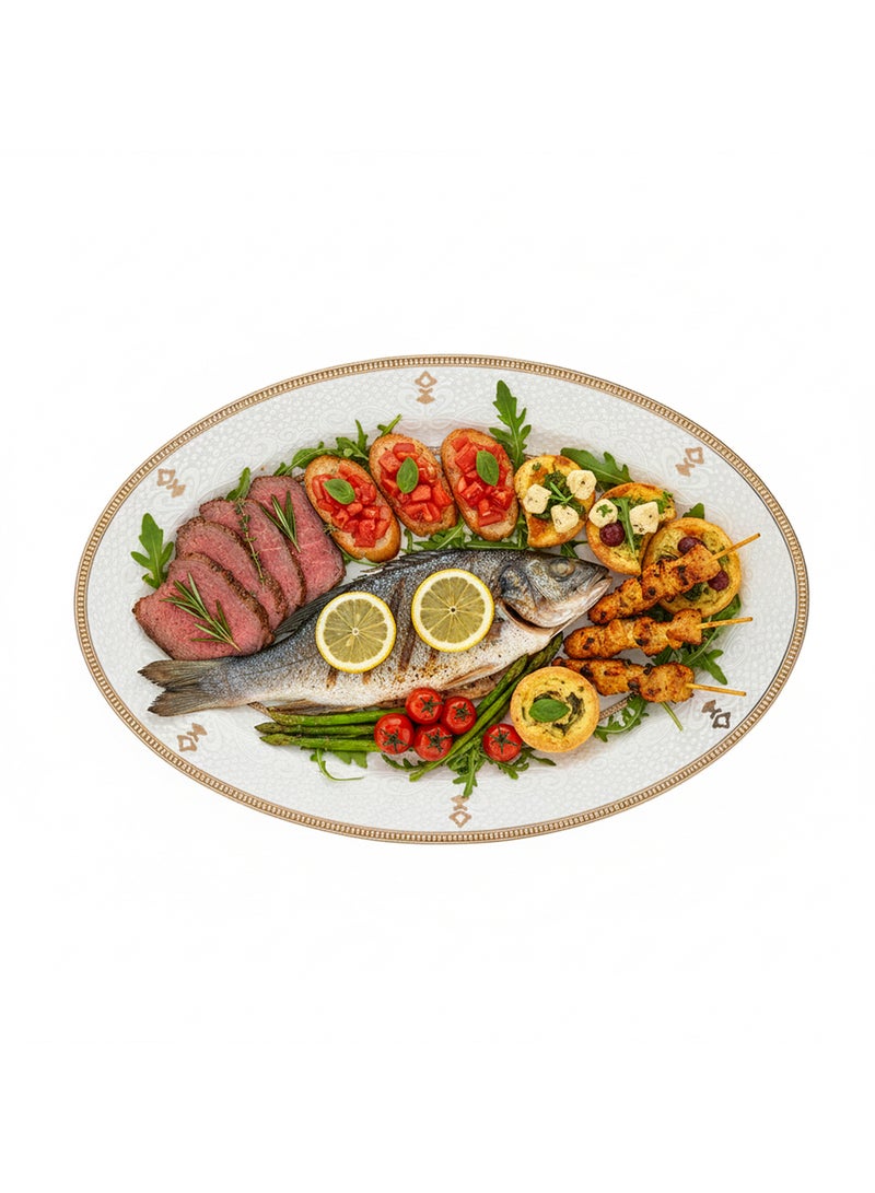 Shallow ZAYA New Bone China Oval Platter 36 cm – Large White Serving Platter for Hosting & Festive Dining, Elegant Tableware for Daily Use, Brunch, Ramadan, Eid, Diwali & Gifting (Set of 6) - Image 4