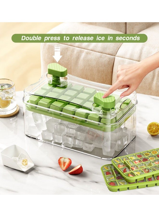 صن سباير صينية ثلج ثلاثية الطبقات، 84 شبكة، صينية مكعبات ثلج فريدة من نوعها، قالب مكعبات ثلج صغير للثلاجة مع حاوية، صندوق تخزين ثلج مع غطاء وحجرة تخزين للتخزين والاستخدام المريح طويل الأمد. (أخضر) (18.5 × 11 × 9 سم) - Image 1