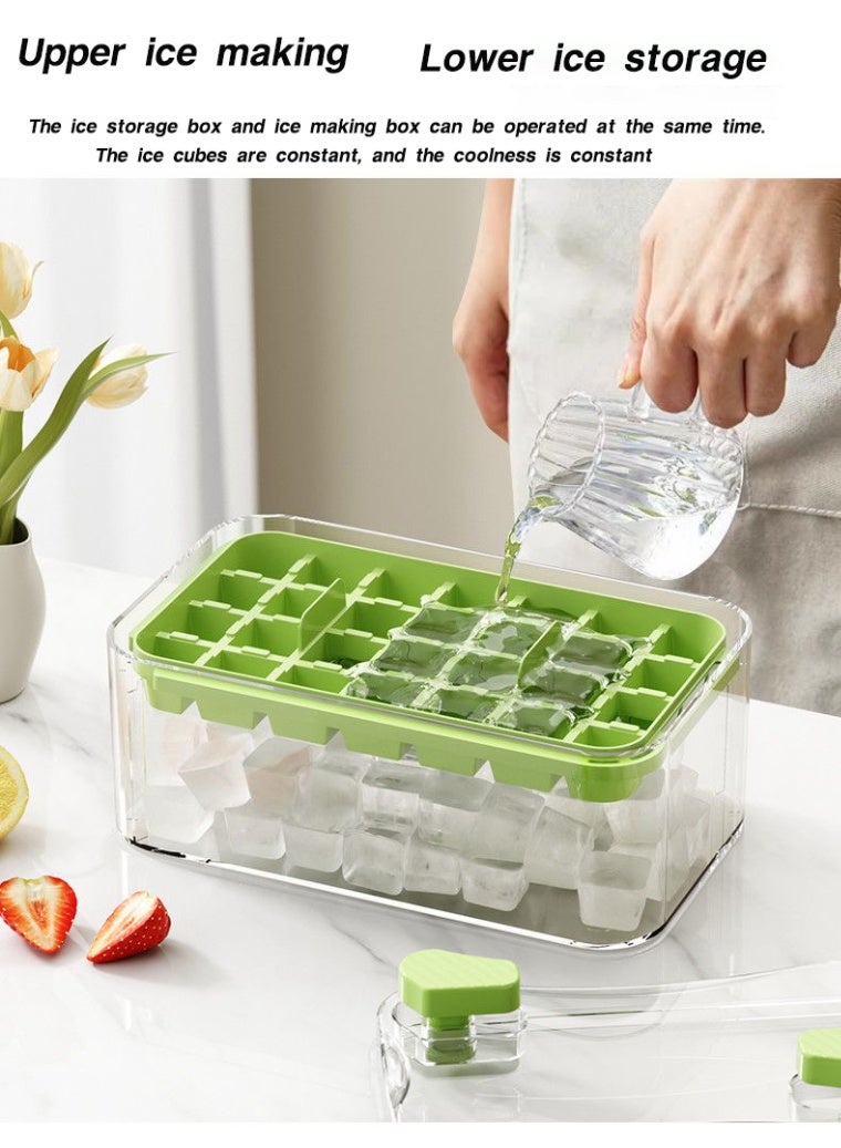 صن سباير صينية ثلج ثلاثية الطبقات، 84 شبكة، صينية مكعبات ثلج فريدة من نوعها، قالب مكعبات ثلج صغير للثلاجة مع حاوية، صندوق تخزين ثلج مع غطاء وحجرة تخزين للتخزين والاستخدام المريح طويل الأمد. (أخضر) (18.5 × 11 × 9 سم) - Image 4