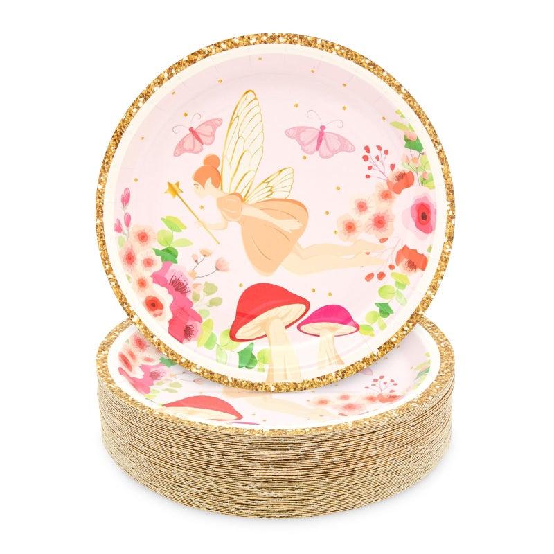 Sparkle and Bash Sparkle and Bash Fairy Tea Party Paper Plates for Girls Floral Birthday Supplies Fairy Dessert Plates for Weddings Baby Showers Garden Party Anniversaries  Crafting Events 7 In Pack of 48 
