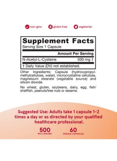 jarrow formulas Nac 500 Mg Antioxidant Amino Acid Supplement Supports Cellular Health & Liver Function Precursor To Glutathione Up To 60 Servings (Veggie Caps)  - Image 4