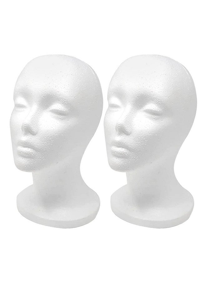 CHIVENIDO Styrofoam Wig Head 2Pcs Female Foam Mannequin Head Stand And Holder For Style Model And Display Hair Hats And Hairpieces Mask For Home Salon And Travel - Image 2