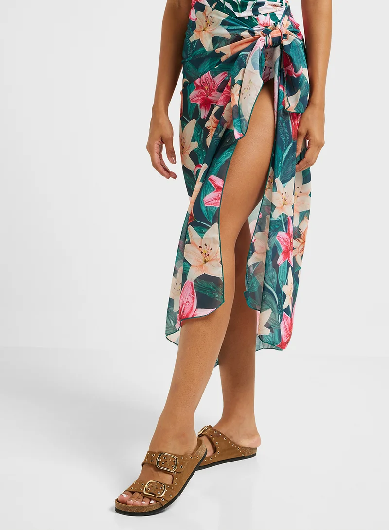 ELLA Floral Print Swimsuit & Beach Sarong