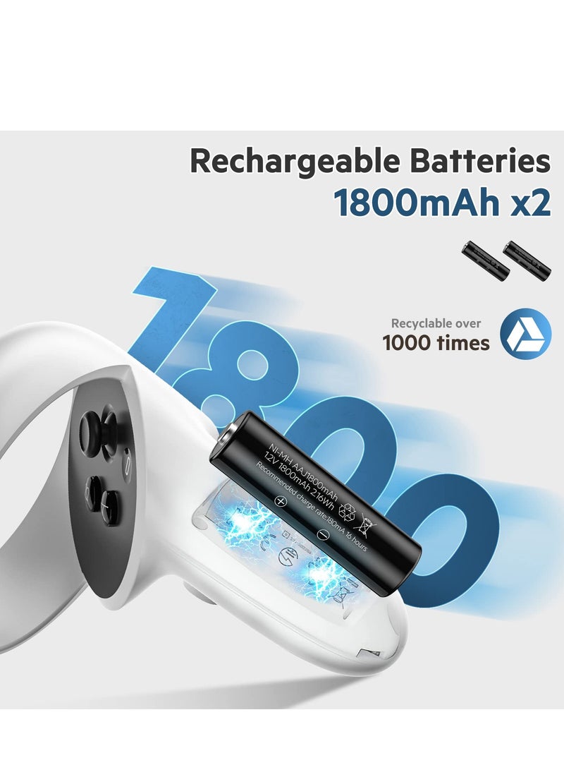 قاعدة شحن لسماعة الواقع الافتراضي Quest 2 وحامل شحن لـ Oculus/Meta Quest 2 ومحطة شحن عالية السرعة لسماعة الواقع الافتراضي وأجهزة التحكم باللمس، شحن سريع مع مؤشر LED ملون - Image 5