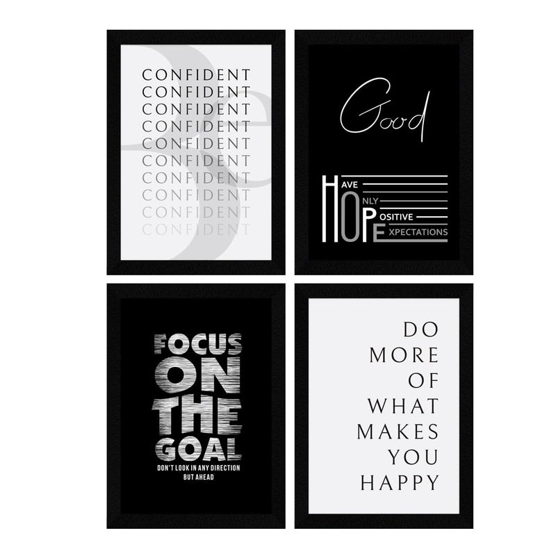 ArtX Paper Be Confident Motivational Wall Frames Motivational Poster Framed Inspiring Quotes For Home Office and Study Room Wall Decor Multicolor Quotes Framed Posters A4 Set of 4 - Image 2