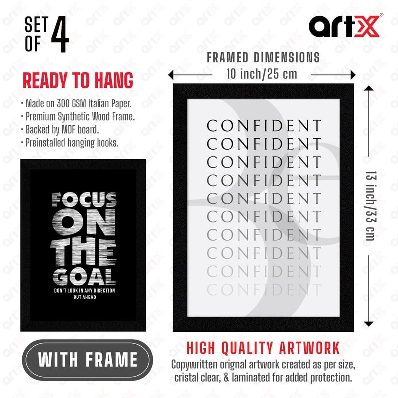 ArtX Paper Be Confident Motivational Wall Frames Motivational Poster Framed Inspiring Quotes For Home Office and Study Room Wall Decor Multicolor Quotes Framed Posters A4 Set of 4 - Image 3