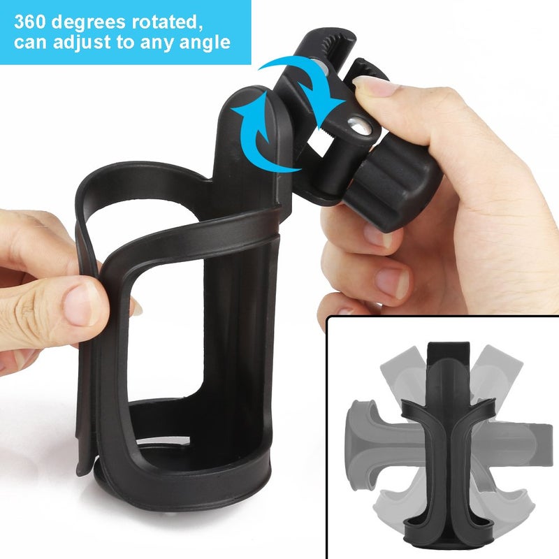 Accmor Bike Cup Holder, Bike Water Bottle Holders, Universal 360 Degrees Rotation Cup Holder for Bicycle, Stroller, Scooter, Walker, Wheelchair, Bike Bottle Holders for Kids Adults, 2 Pack - Image 2