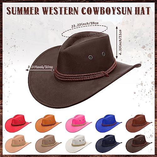 Hercicy 10 Pcs Wide Brimmed Felt Hats - Cowboy Hats for Men, Women, Adult Costume, Halloween, Cosplay, 10 Colors - Image 2