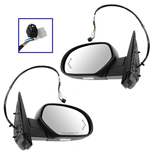 TRQ Driver & Passenger Side Mirror Set Power Power Folding with Puddle Light Compatible with 07-13 Chevrolet GMC GM1320377 GM1321377 - Image 3