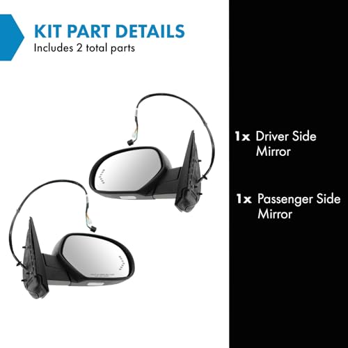 TRQ Driver & Passenger Side Mirror Set Power Power Folding with Puddle Light Compatible with 07-13 Chevrolet GMC GM1320377 GM1321377 - Image 2