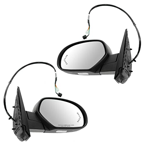 TRQ Driver & Passenger Side Mirror Set Power Power Folding with Puddle Light Compatible with 07-13 Chevrolet GMC GM1320377 GM1321377 - Image 1