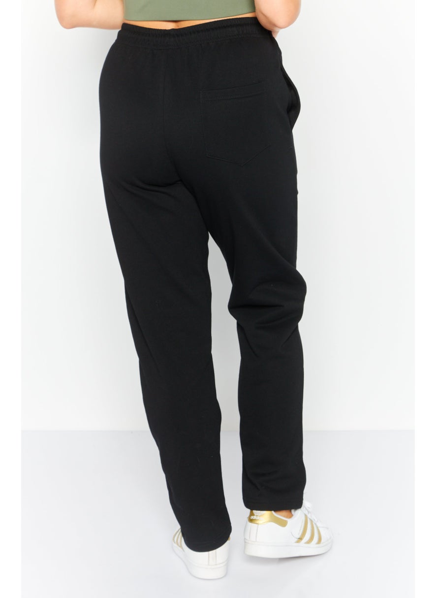 ELVIS Women Regular Fit Embroidered Logo Jogger Pants, Black  - Image 3