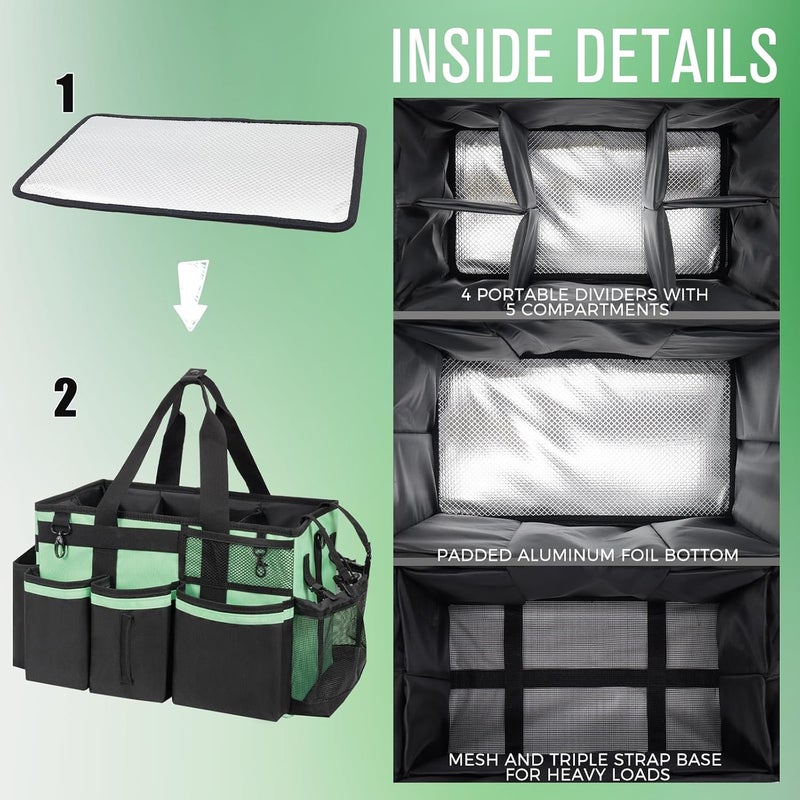 SCAVATA Wearable Cleaning Caddy, Cleaning Caddy Supplies Organizer with Handle & Shoulder Straps for Housekeepers, Under Sink & Car Cleaning Tool Organizers Bag with 4 Foldable Divider (MintGreen) - Image 5