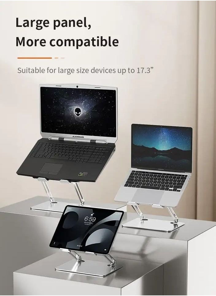 Home & More - Elegant and Simple Deigned Aluminum Alloy Laptop Stand with Adjustable Height Compatible with 10 to 16 inches Laptops - Image 1