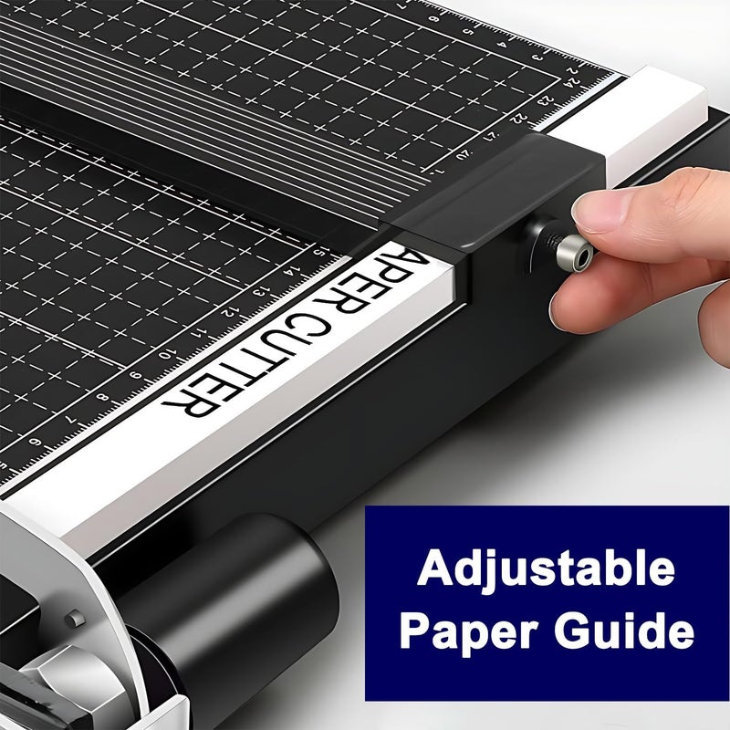 gluckluz Paper Cutter A4 Paper Trimmer Heavy Duty Photo Cutting Slicer Portable Trimming Machine Guillotine with 12 Sheet Capacity & 30cm Cut Length & Side Ruler for School Office Home Craft (Black) - Image 4