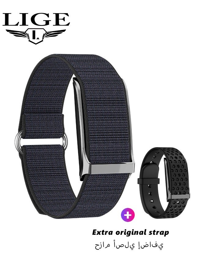 LIGE Men's Smart Bracelet for Sports,Fitness & Activity All Day Monitoring, Waterproof Lightweight Sports Tracker,GPS Running Trajectory,Multi-data Analysis Smart Band,Two Black Replaceable Straps  - Image 1