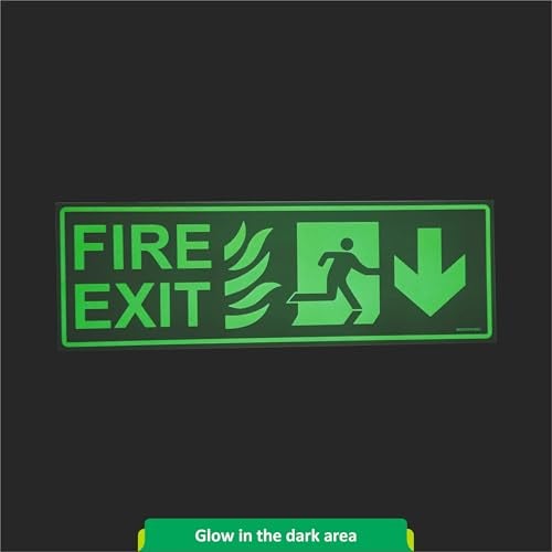 Clickforsign FES-4-M-1-2x Glow In the Dark Emergency Fire Exit Sign Down Arrow (300 x 100 mm) - Image 2
