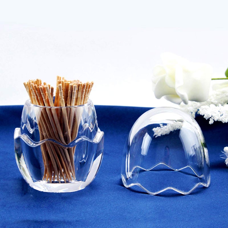 Yakri Acrylic Toothpick Holder Dispenser Organizer Clear Storage Box with Lid (Egg Shape), YTBH-08363 - Image 5