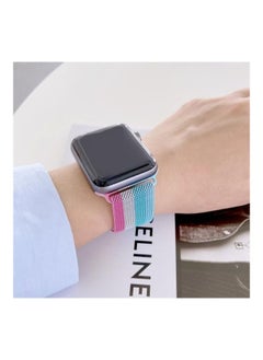 NIBEMINENT Four-colours Milanese Replacement Strap Watchband For Apple Watch Series 7/6/SE/5/4/3/2/1 42/44/45mm Pink/Silver/Green/Blue  - Image 3