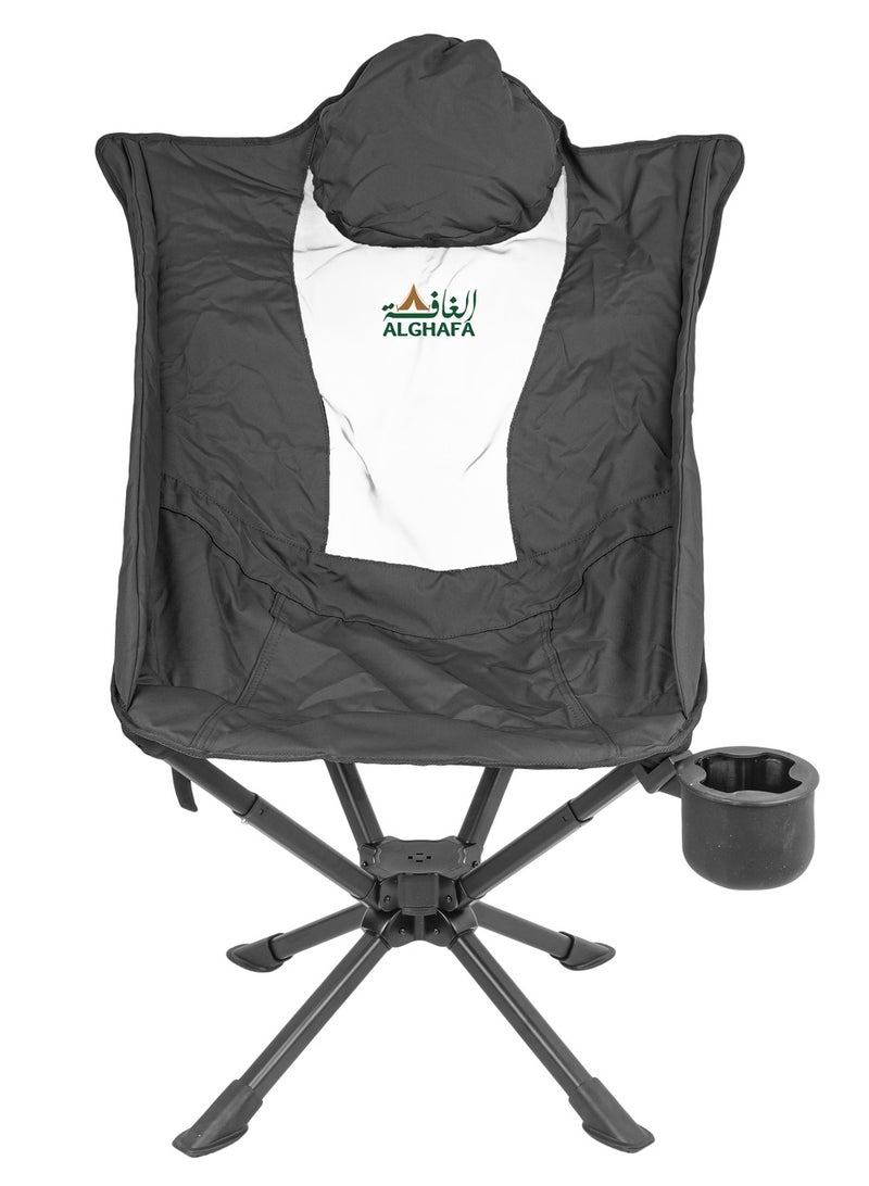 ALGHAFA 360 Degree Rotating Folding Chair, Lightweight Camping Chair, Portable, Outdoor Folding Chairs for Travel, Camping, Hiking, Fishing, Beach (black) - Image 1