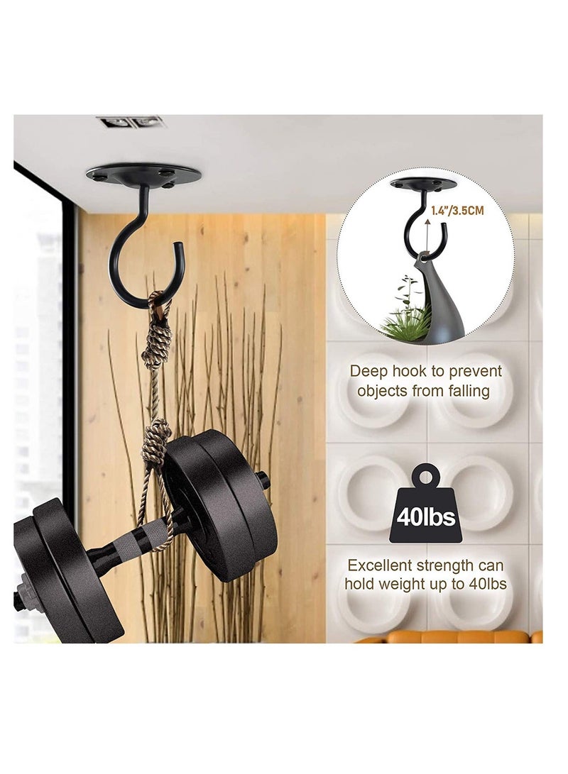Ceiling Hooks,Premium Heavy Duty Metal Hangers, Wall Mount Hangers for Hanging Bird Feeders, Planters, Lanterns, Artworks, String Lights, Wind Chimes, Baskets, 4PCS Black - Image 4