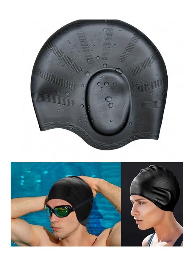 Generic Silicone Swimming Cap for Men Women Adults, Durable Flexible and Skin Friendly Bathing Swimming Caps for Long and Short Hairs, Protect Your Ears and Hair, Ergonomic Design With Ear Protection Pocket  - Image 1