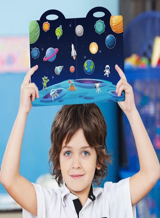 Tevxj 3D Outer Space Puffy Sticker Play Set Kids 2-4 Toys Gifts Sticker Book Galaxy Window Clings Decals for Toddlers Home Airplane Solar Systerm Party Supplies Decorations 100 Reusable Puffy Stickers - Image 4