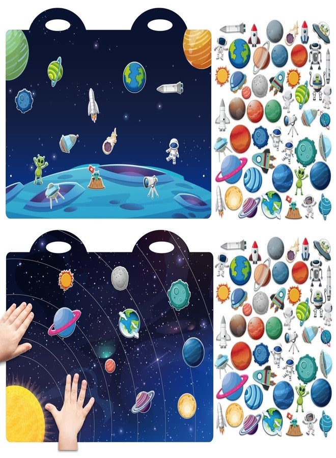 Tevxj 3D Outer Space Puffy Sticker Play Set Kids 2-4 Toys Gifts Sticker Book Galaxy Window Clings Decals for Toddlers Home Airplane Solar Systerm Party Supplies Decorations 100 Reusable Puffy Stickers - Image 1