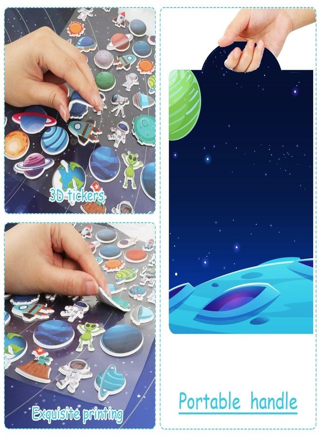 Tevxj 3D Outer Space Puffy Sticker Play Set Kids 2-4 Toys Gifts Sticker Book Galaxy Window Clings Decals for Toddlers Home Airplane Solar Systerm Party Supplies Decorations 100 Reusable Puffy Stickers - Image 5