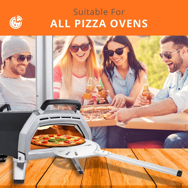 Honsdom Pizza Turning Peel, 8-inch Pizza Peel Turner Spinner, Long Handle Perforated Aluminum Pizza Peel with Silicone Hook, Pizza Oven Accessories - Image 3