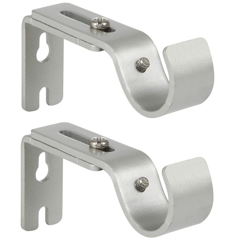Anndason Anndason Heavy Duty Adjustable Curtain Rod Brackets Rod Holders for 1 Inch Rod Silver Color Set of 2 
