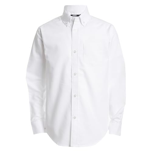 IZOD boys Long Sleeve Solid Button-down Oxford Shirt, White, 14 US - Image 1