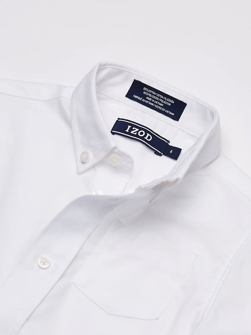 IZOD boys Long Sleeve Solid Button-down Oxford Shirt, White, 14 US - Image 2