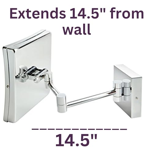 JERDON Wall Mount Lighted Makeup Mirror with Polished Chrome Finish – 8” x 8” Mirror Frame Extends16” from The Wall - 5X Magnification with Variable Touch Lighting – Direct Wire – Model JRT885CLD - Image 5