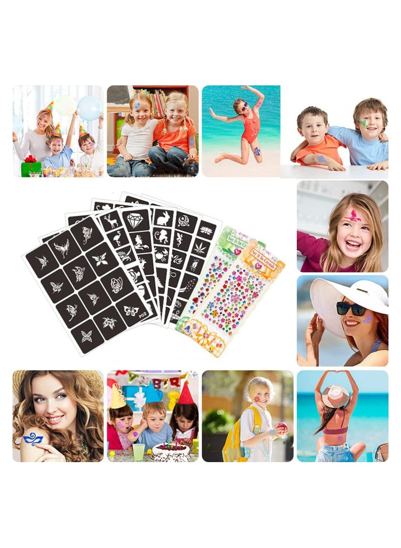 Excefore Glitter Temporary Tattoo Kit for Kids 50 Body Glitter Powder Waterproof Body Flash Tattoos Set Body Nail Art, Body Glitter Festival Party for Kids and Adults  - Image 5