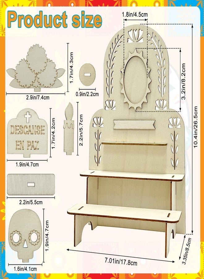 Pextian 3-Tier Dia De Los Muertos Altar Ofrenda Kit, Wooden Solecito Day of The Dead Altar, Mini Ofrenda Shadow Box for Dia De Los Muertos Decorations, Halloween, Thanksgiving, Christmas Remembrance - Image 4