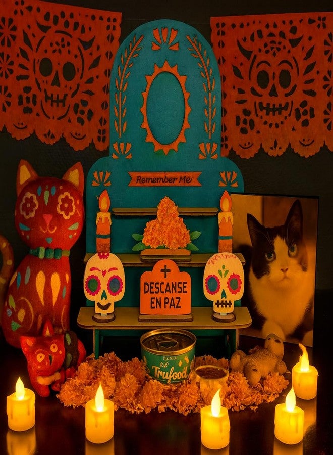 Pextian 3-Tier Dia De Los Muertos Altar Ofrenda Kit, Wooden Solecito Day of The Dead Altar, Mini Ofrenda Shadow Box for Dia De Los Muertos Decorations, Halloween, Thanksgiving, Christmas Remembrance - Image 2