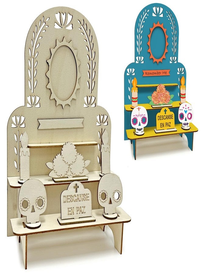 Pextian 3-Tier Dia De Los Muertos Altar Ofrenda Kit, Wooden Solecito Day of The Dead Altar, Mini Ofrenda Shadow Box for Dia De Los Muertos Decorations, Halloween, Thanksgiving, Christmas Remembrance - Image 1