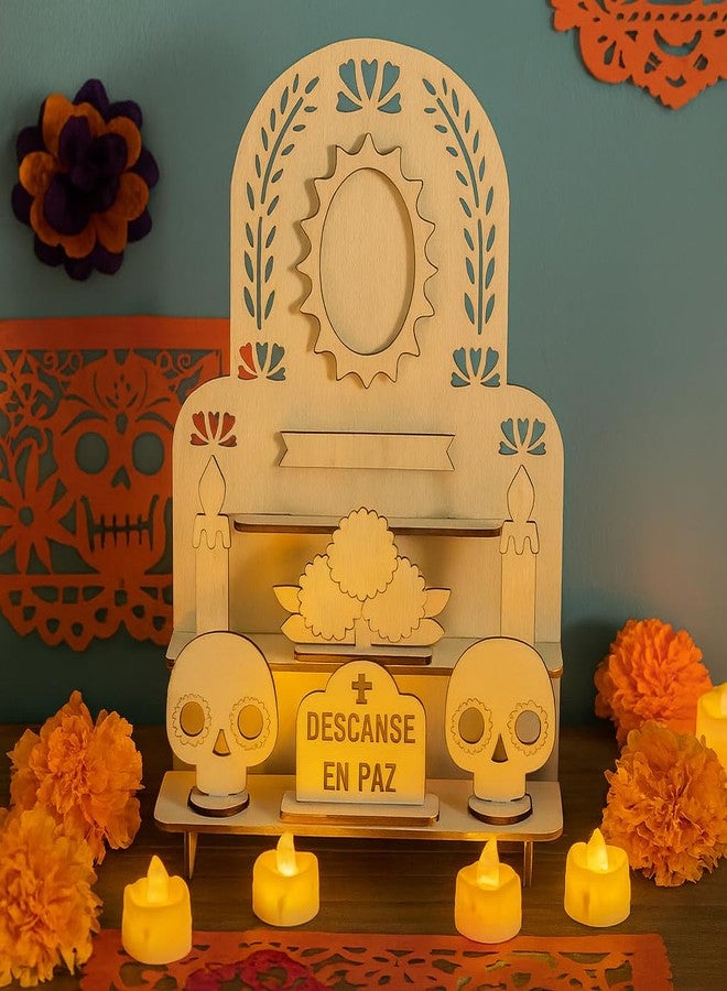 Pextian 3-Tier Dia De Los Muertos Altar Ofrenda Kit, Wooden Solecito Day of The Dead Altar, Mini Ofrenda Shadow Box for Dia De Los Muertos Decorations, Halloween, Thanksgiving, Christmas Remembrance - Image 5