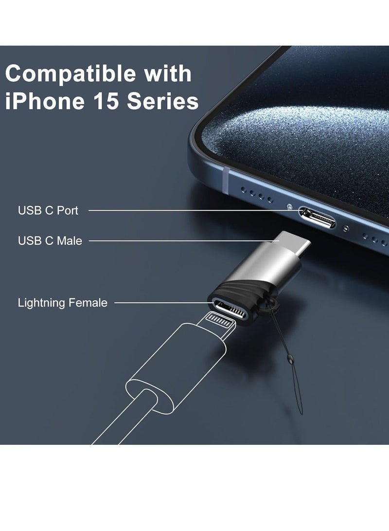 2 Pack Lightning Female to USB C Male Adapter Fast Charge Lightning Female to USB Type-C Male Adapter Durable Compact Universal Compatibility for iPhone 15/ 15 Pro/ 15 Pro Max/ 15 Plus - Image 2
